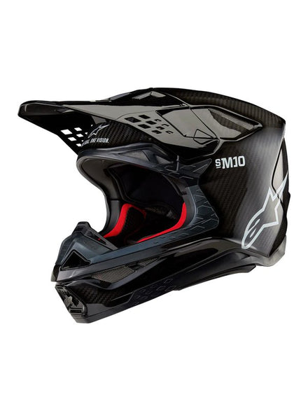 Alpinestars Helmet S-M10 V2 Crosshjälm - Solid Blank Kolfiber FIM Godkänd