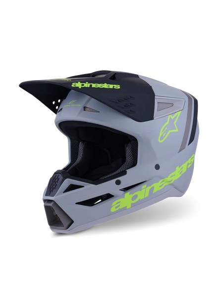 Alpinestars SM3 Crosshjälm - Radium Motocrosshjälm – Grå/Svart/Gul