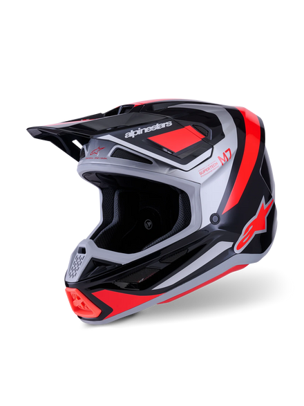 Alpinestars S-M7 Crosshjälm - Rise Svart/Silver/Röd