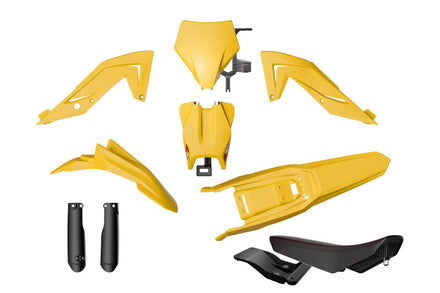 Rtech Plastkit Revolution ink sadel SVART Gul – TALARIA STING