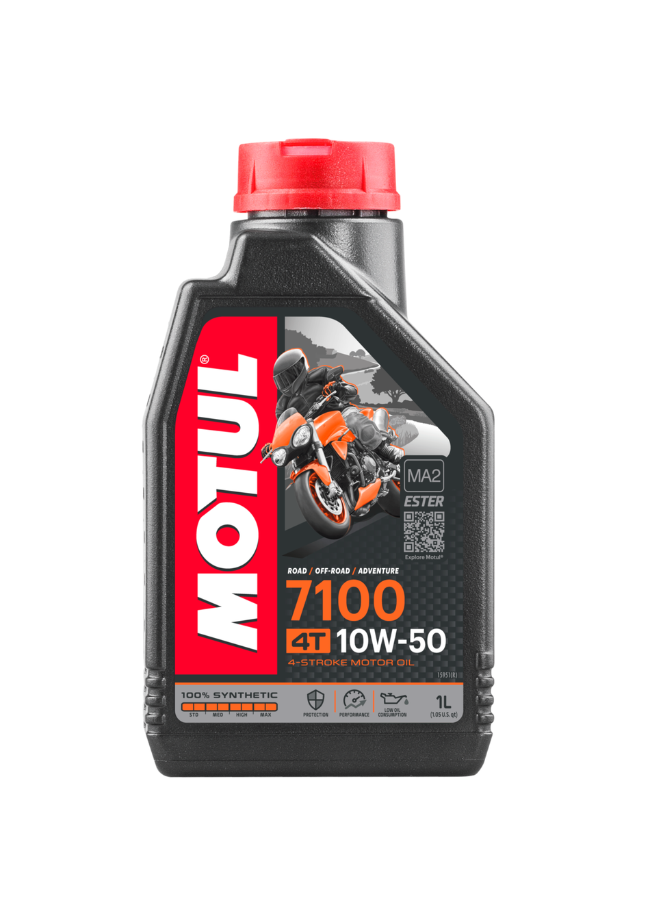 Motul 7100 4T 10W-50 1L – Syntetisk motorolja för 4-taktsmotorer