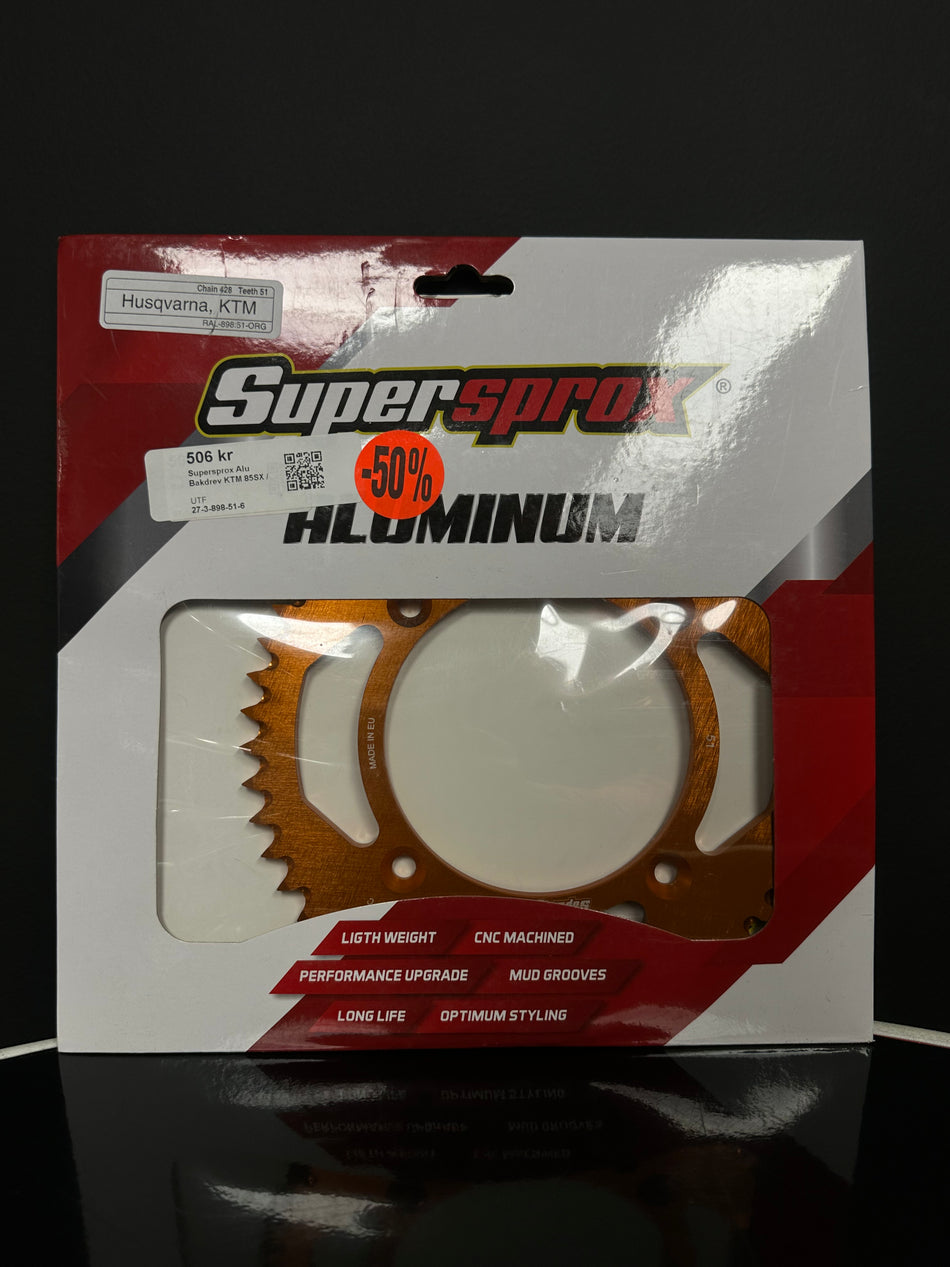 Supersprox Alu Bakdrev KTM 85SX / Husqv. 85TC Orange 51