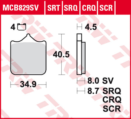 TRW sintrade bromsbelägg Road & Track MCB829SV fram
