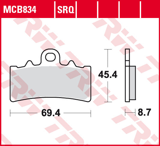 TRW sintrade bromsbelägg Street MCB834SV fram