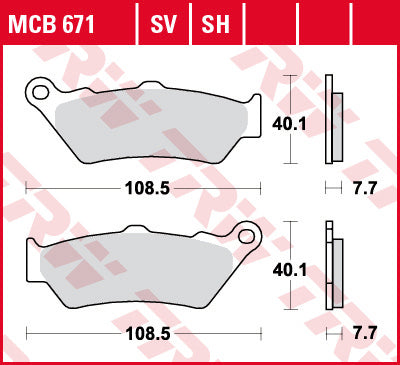TRW organiska bromsbelägg MCB671 bak