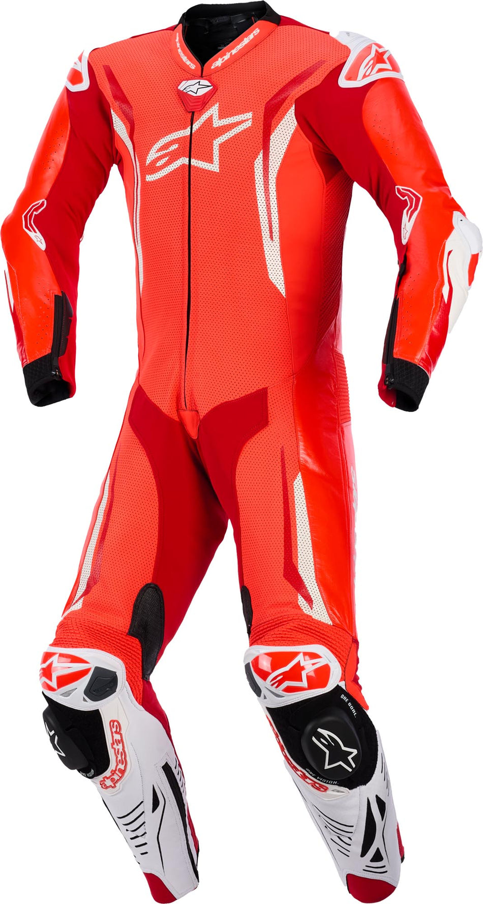 Alpinestars Skinnställ 1-pcs GP Tech v5 Fluo Röd/Vit