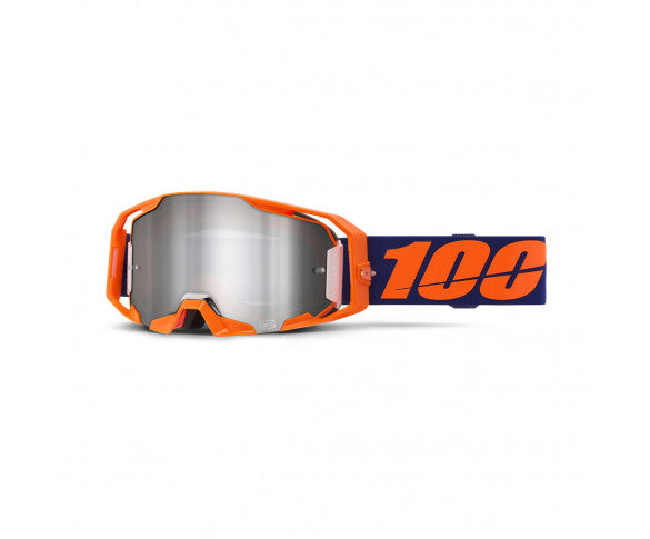 100%, ARMATIC NEON Orange Crossglasögon Mirror - Silver Lins