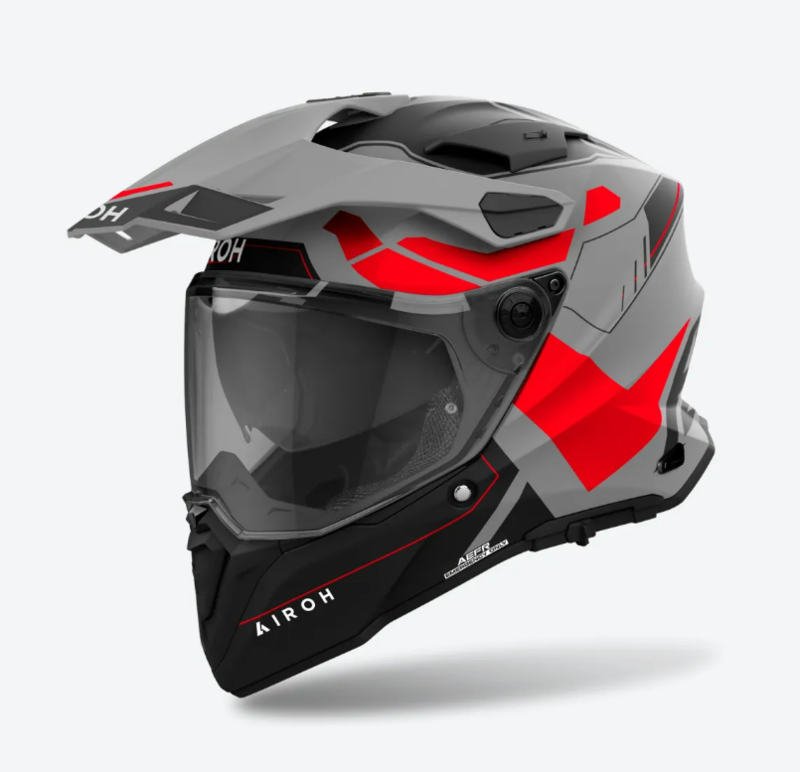 Airoh Commander 2 Adventurehjälm - Reveal Röd Fluo Matt