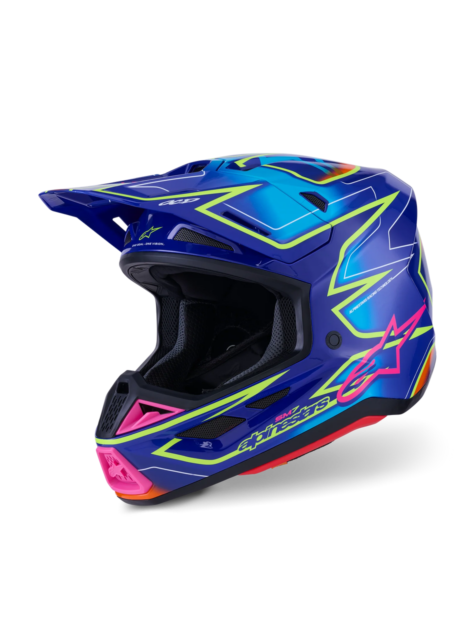 Alpinestars S-M7 Cast Blå/Rosa/Gul